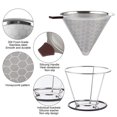 thumbnail image 3 of Lubelski Stainless Steel Home Coffee Filter Reusable Pour Over Dripper Non-slip Strainer, 3 of 7