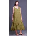 thumbnail image 2 of Bimba Vert Olive3 Fleur Aquarelle Mi-Mollet Vêtement de Nuit Femme Coton Imprimé Sans Manches Robe de Nuit Maxi Taille Très Grande, 2 of 6