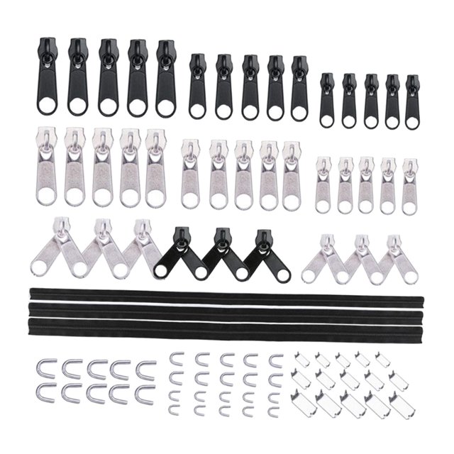 Rongfmy 87 Pcs Têtes de Fermeture Éclair en Nylon Remplacement Noir
