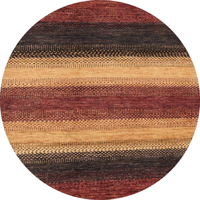 Ahgly Company Tapis Rond Abstrait Safran Rouge pour Intérieur, 3 Pieds Rond