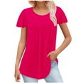 thumbnail image 1 of FAIWAD Tunique d'Été pour Femme à Manches Courtes, Col Rond, T-Shirt Décontracté Plissé, Ample et Fluide, 1 of 5