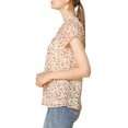 thumbnail image 4 of INSPIRE CHIC Valentine's Day Women's Floral Blouse Short Cap Sleeve Chiffon Casual Ruffle Tops S Apricot, 4 of 8