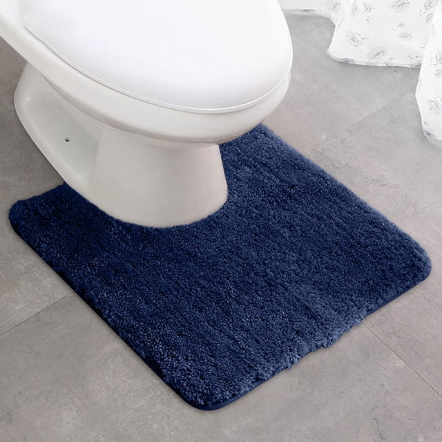 Qocolhg Toilet Rugs U-Shaped Bath Rugs, Extra Soft Absorbent Microfiber Bathroom Mats, Non-Slip, Quick Dry, Machine Washable Bath Mats for Bathroom Floor, Tub, Shower Accessories,Clearance,Dark Blue