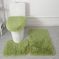 thumbnail image 4 of Maplenight 3-Piece Bathroom Rug Set with Toilet Cover, Super Soft Non-Slip Absorbent Bath Mat, Modern Style for Bathroom Light Green, 4 of 8