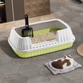 thumbnail image 2 of Btomtd Semi Enclosed High Bar Litter Box With Splashs Proof Designs Provides Ample Space For Cats Includes Shovel For Kittens, Green, 2 of 6