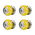 thumbnail image 1 of Unique Bargains Boutons en Céramique Tiroir Rond Poignée de Traction Armoire de Remplacement 4pcs Jaune, 1 of 7