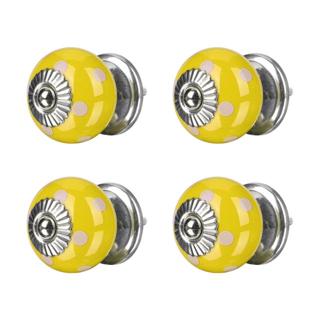 Unique Bargains Boutons en Céramique Tiroir Rond Poignée de Traction Armoire de Remplacement 4pcs Jaune