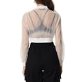 thumbnail image 3 of INSPIRE CHIC Blouson Bomber pour Femme à Manches Longues Court en Maille Transparente Vestes m Blanc, 3 of 6