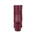 thumbnail image 2 of Unique Bargains Women's Square Toe Side Zip Block Heel Ankle Boots Burgundy (Size 7), 2 of 7
