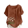 thumbnail image 3 of Pisexur Hauts d'Été pour Femmes, Blouses Habillées Décontractées pour Femmes, Hauts à la Mode pour Femmes, Chandail Décontracté Imprimé à Manches Courtes Col Rond, Grande Taille pour Femmes Multicolore, m, 3 of 3