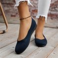 thumbnail image 4 of B91xZ Mocassin à Enfiler pour Femme Bout Rond Chaussures Plates de Marche à Enfiler pour Femme Petit Talon Compensé Confort Doux, Bleu Foncé 6.5, 4 of 5