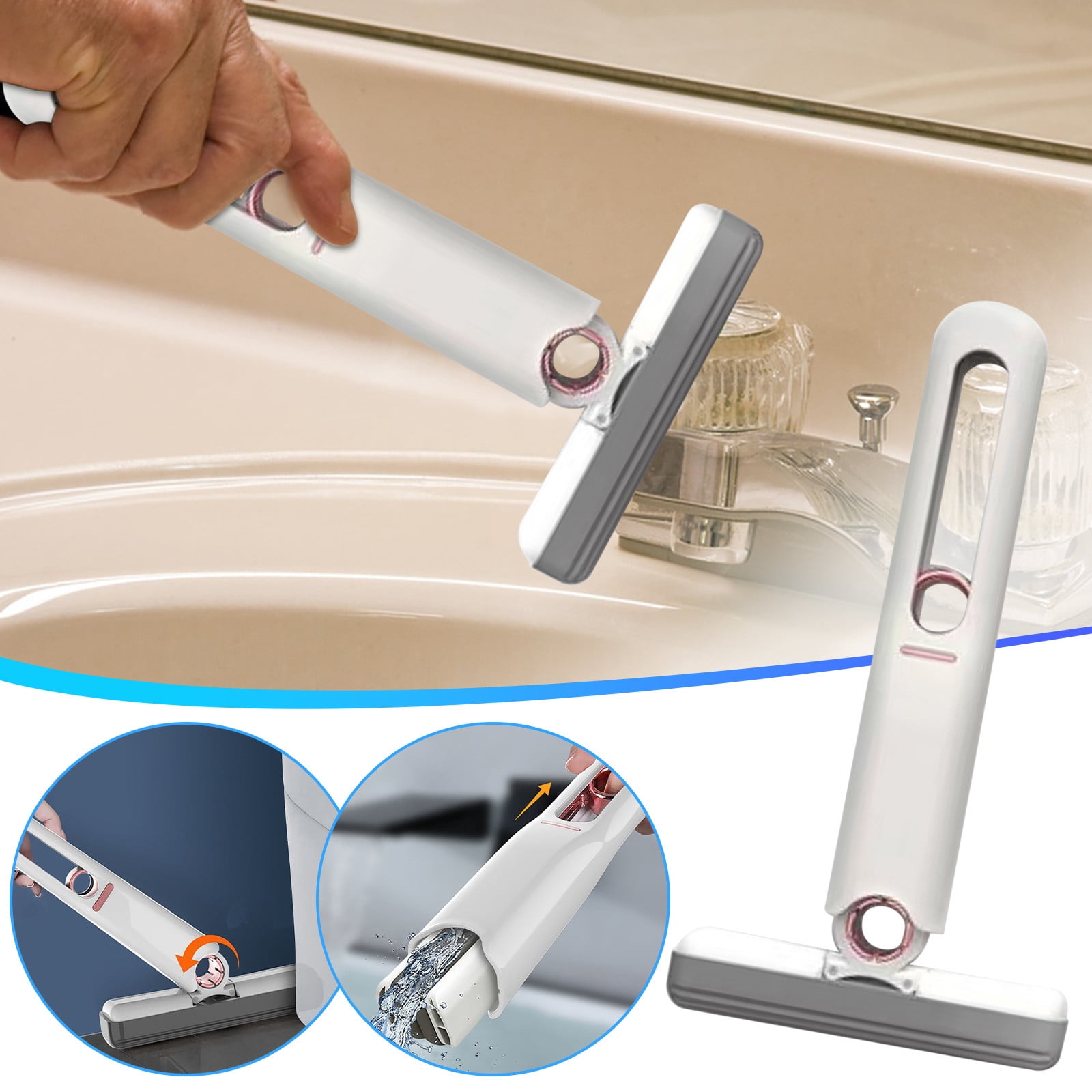 Dvkptbk Mini Mop Portable Mini Mop Mini Mop Quick Clean Strong Absorbent Wet and Dry Use Mini Small Mop for Kitchen Bedroom Bathroom and Tabletop Car Glass Cleaning Cleaning Supplies