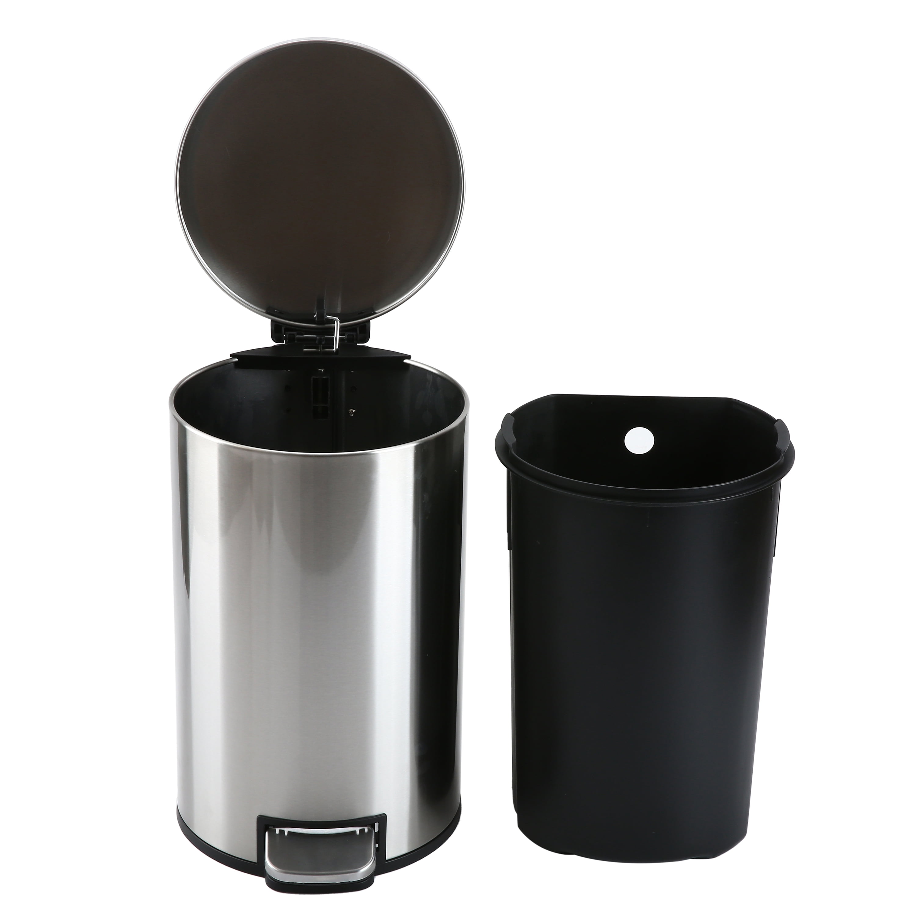 Poubelle de salle de bain Better Homes & Gardens, petite poubelle à pédale de 12 litres en acier inoxydable avec couvercle à fermeture douce, argentée