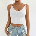 thumbnail image 2 of Plebaso Women's V Neck Spaghetti Strap Cami Tops Sleeveless Crop Tank Tops Knit Basic Going out Shirts, 2 of 7