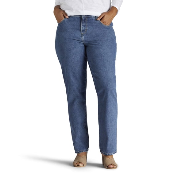 LEE Women's Plus-Size Relaxed Fit All Cotton Straight Leg Jean, aero, 30W Medium