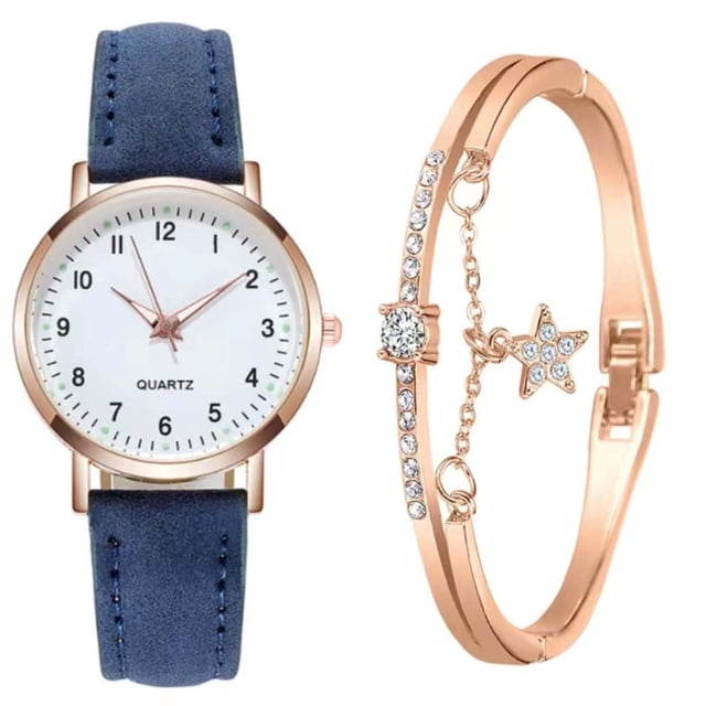 Bracelet de Montre en Cuir Montre à Quartz Classique pour Femme avec Cadran Lumineux, Bracelet en Cuir Mat, Petite Montre Ronde Rétro pour Femme avec Bracelet Bracelet pour Femmes Or