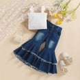 thumbnail image 2 of Plebaso Baby Girls Two-Piece Sets Sleeveless Round Neck Tops Flared Denim Pants Kids Summer Clothes, 2 of 7
