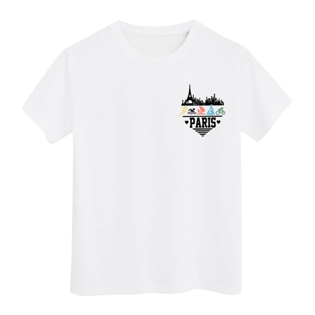 WEIYLL T-Shirts Graphiques pour Filles Manches Courtes Été Col Rond Ville Tee-Shirt Doux Imprimé Quotidien pour Enfants de 6-7 Ans