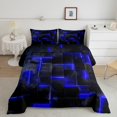 thumbnail image 1 of YST Royal Blue and Black Comforter Set Twin,3D Geometric Checkered Bedding Set for Boys Girls,Abstract Neon Square Comforter Set Reversible,Stereoscopic Geometry Grid Quilt Bed Set 2Pcs, 1 of 5