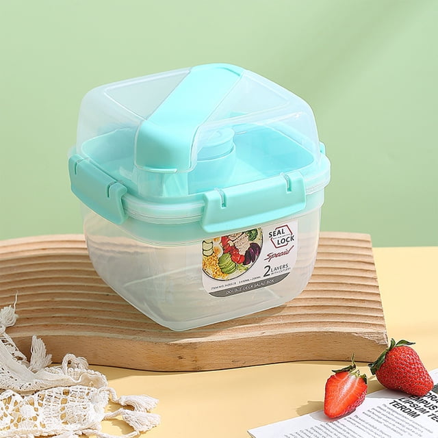 TIMIFISDouble Boîte à Salade de Fruits à Couches Boîte Bento Portable Boîte Scellée de Conservation