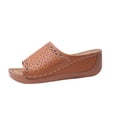 thumbnail image 1 of Womens Low Wedge Sandals Comfortable Dressy Arch Support Slides Orthopedic Sandals Slip On Summer Shoes, 1 of 9
