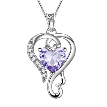 Beautlace 925 Sterling Silver Love Heart Necklace June Birthstone Pendant,Jewelry Gifts for Women Girls