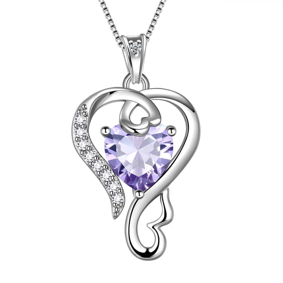 Beautlace 925 Sterling Silver Love Heart Necklace June Birthstone Pendant,Jewelry Gifts for Women Girls