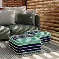 thumbnail image 2 of Simpli Home Garbo Boho Pouf Carré Tissé en Aqua, Marine et Blanc, 2 of 7