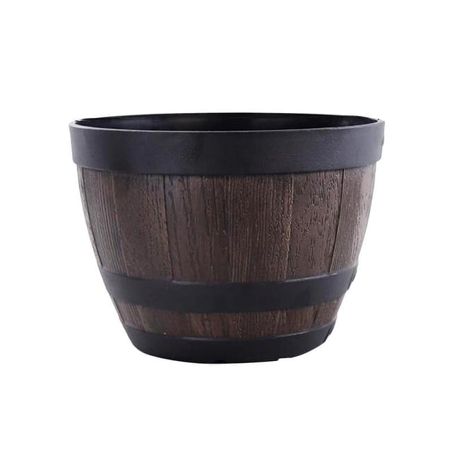 Barils Rustiques en Résine Seau Jardinière Pots de Plantes Boîtes Contenant Seau Jardinière de Cour Arrière Extérieur Intérieur