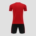 thumbnail image 4 of hengsof Ensemble de Maillot de Football à la Mode pour Enfants, Haut à Manches Courtes Col Ras du Cou, Short à Taille Élastique Tenue de Sport, Confortable Respirant Absorbant la Sueur Séchage Rapide Uniforme de Sport Deux Pièces, 4 of 4