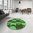 thumbnail image 4 of Ahgly Tapis Rond Lavable en Machine Intérieur Transitionnel Vert Forêt Foncé, 4 Pieds Rond, 4 of 7