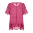 thumbnail image 4 of MesaSe Robe de Plage Ample pour Femmes à Manches Courtes, Col en V, Unie, à Volants, 4 of 6