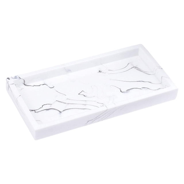 yuksok Plateau de Rangement en Résine Créatif Plateau de Rangement pour Salle de Bain Rectangulaire Plateau de Rangement pour Bijoux Plat Blanc