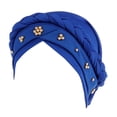 thumbnail image 4 of Aocisk Turban Tressé Perlé avec Foulard, Casquette pour Femmes, Couvre-Chef Mode Style Baseball, Bleu, Taille Unique, 4 of 4