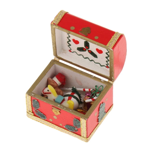 Christmas 1:12 Scale Miniature Treasure Chest Mini Treasure Box for Diorama Life