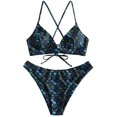 thumbnail image 1 of Ensemble Bikini Soutien-Gorge Léger à Lacets Imprimé Écailles pour Femmes, 1 of 6