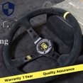 thumbnail image 3 of OMP 350mm 14' Suede Leather Black Deep Tapered Racing Sports Steering Wheel -, 3 of 4