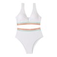 thumbnail image 2 of TACILIP Womens High Waisted Bikinis Set V Neck Swimsuit 2 Piece Bathing Suit Color Block Swimwear, 2 of 6