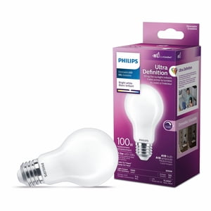 PHILIPS 13.5W 100W A19 Medium Base Ultra Definition Bright White Dimmable LED Light Bulb - Frosted Glass