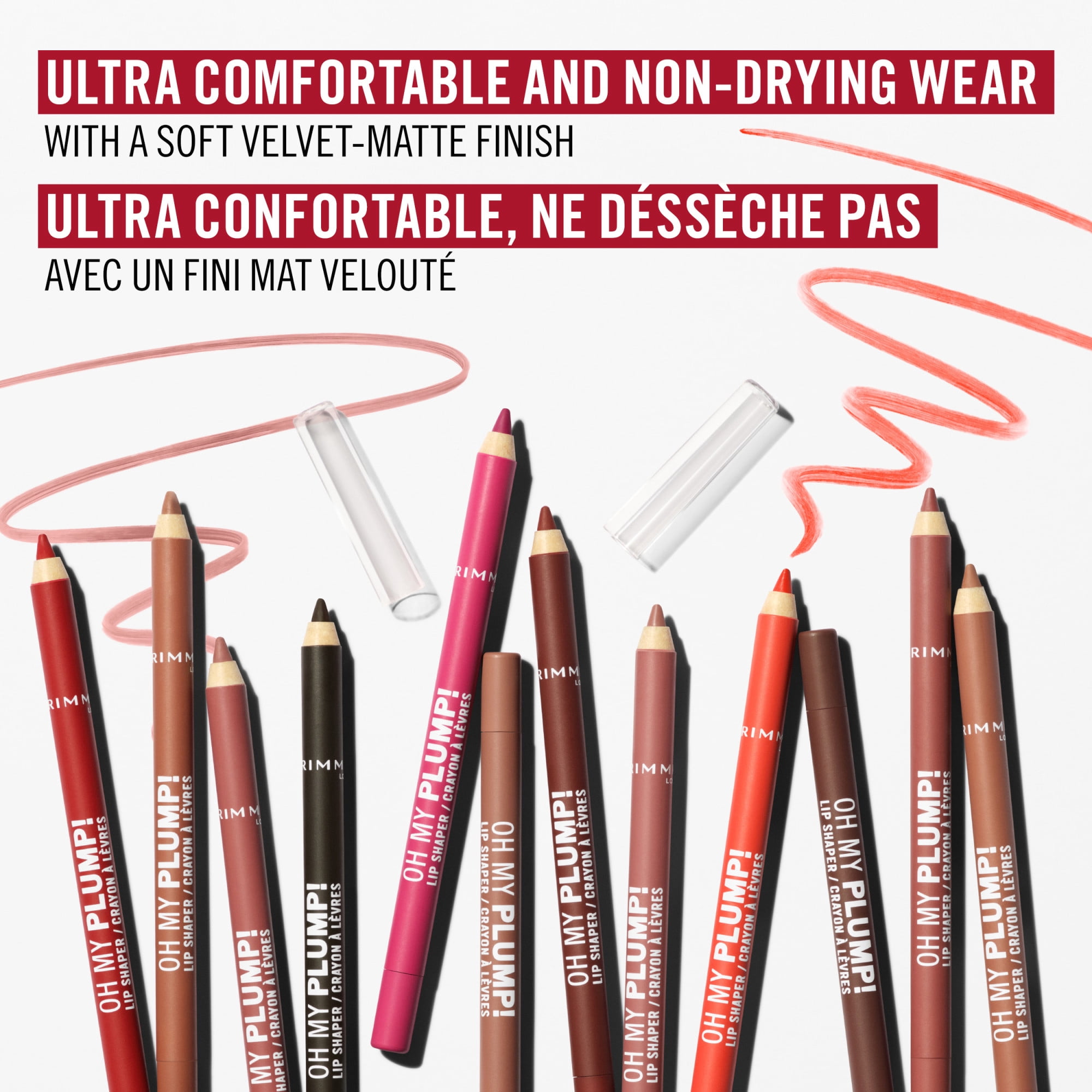 Rimmel Oh My Plump ! Lip Shaper, 050 Café Latte, crayon à lèvres enrichi en peptides, ultra-crémeux, résistant aux transferts