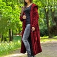 thumbnail image 4 of Cardigans Longs pour Femmes Hiver Uni Uni Tricoté Ample à Capuche Long Cardigan Chandail Manteau à Poches Rouge TG, 4 of 8