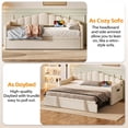 thumbnail image 4 of Upholstered Twin Size Daybed with Adjustable Height Pop Up Trundle Twin Bed and USB & Type-C Charging Port, Day Bed Frame with 2 Side Pockets, No Box-Spring Needed, Beige, 4 of 29