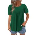 thumbnail image 2 of Liquidation! Hauts Grande Taille pour Femmes, Blouse à Manches Courtes d'Été pour Femmes, T-shirt à Col Rond Uni pour Femmes, 2 of 5