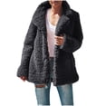 thumbnail image 2 of Mikilon Women Plus Size Winter Warm Loose Plush Zip Hooded Jacket Coat, 2 of 6