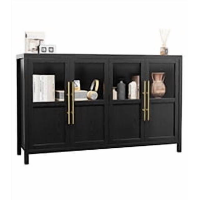 Buffet Cabinet with Storage, Sideboard Buffet Cabinet with Glass Doors, Modern Farmhouse Storage Cabinet Table for Kitchen