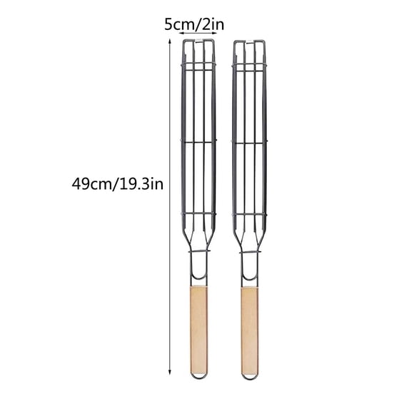 Boovnll Kitchen Gadgets, 2Pcs Grilling Basket - Duty Stainless Steel Bbq Grill Box Tool with Lockable and Wood Handle, Home and Kitchen, Kitchen, Kitchen Tools