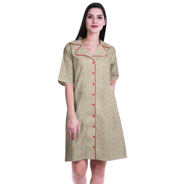 Moomaya Chemises Grande Taille pour Femmes Chemises Imprimées à Boutons Robe d'Été-S-TTG