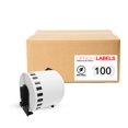 thumbnail image 1 of 100 Rouleaux d'Étiquettes Compatibles DK-2205 pour BROTHER 2-3/7 Pouces x 100 Pieds (62mm x 30,4m) avec 1 Cartouche Réutilisable, 1 of 5