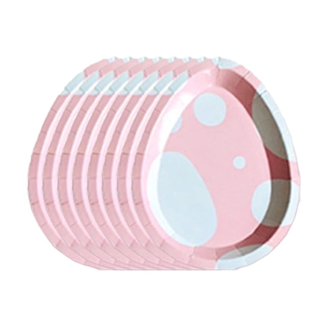 Pink Party Supplies Easter Paper Plates Disposable Cutlery Set For Picnic Celebration Pink Color Size D Paper