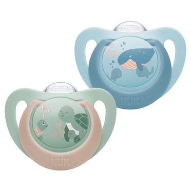 Sucettes pour bébé NUK First Choice, 6 à 18 mois, sucettes orthodontiques, calme 99 % des bébés**, tortue et baleine, 2 pièces